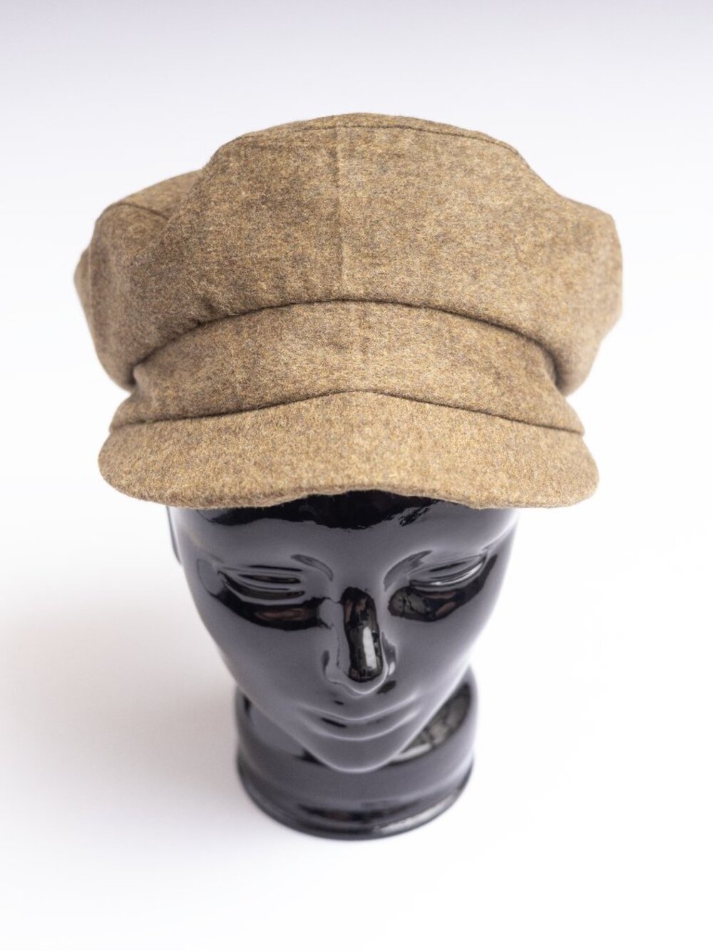 Upcycled Handmade Women's Medium Moss Green Wool Linen Cadet Military Style Hat